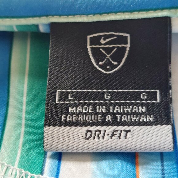 Nike Golf Dri Fit Striped Short Sleeved Button Front Shirt Men's Large - Picture 8 of 11